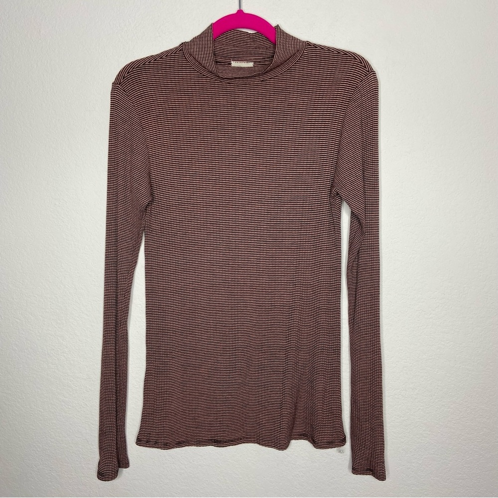 Anthropologie Postal Stamp Brown/Pink Lightweight Long Sleeve Turtleneck Size M
